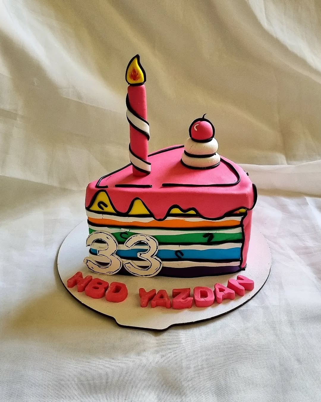 Rainbow comic slice cake